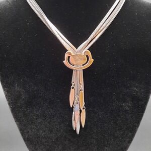 Monet‎ Priscilla Lariat Silver Tone Triple Chain Bolo Style Necklace